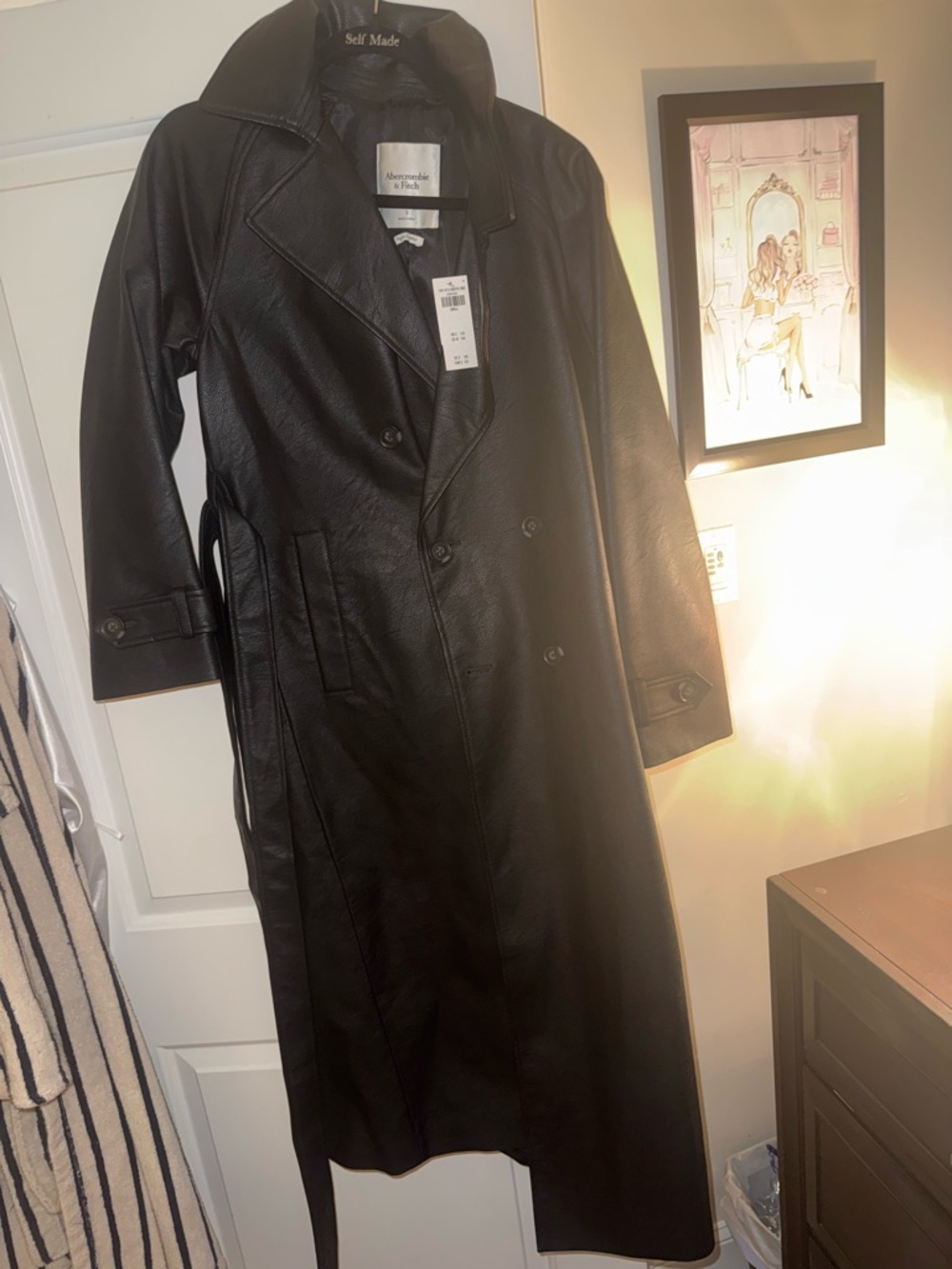 Abercrombie & Fitch Black Faux Leather Coat